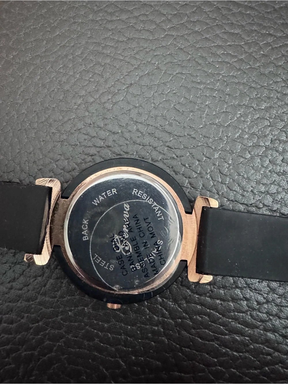 Geneva Quartz Women's Black and Rose Gold Crystal Accent Watch